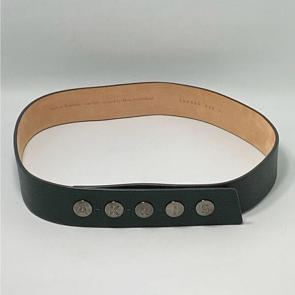 Akris Logo Press Stud Thin Leather Belt size 34(FR) - Picture 1 of 10